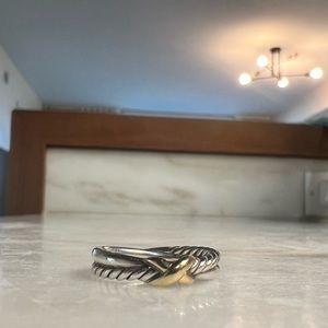David Yurman Petite X Ring in Sterling Silver and 18k yellow gold size 6.5